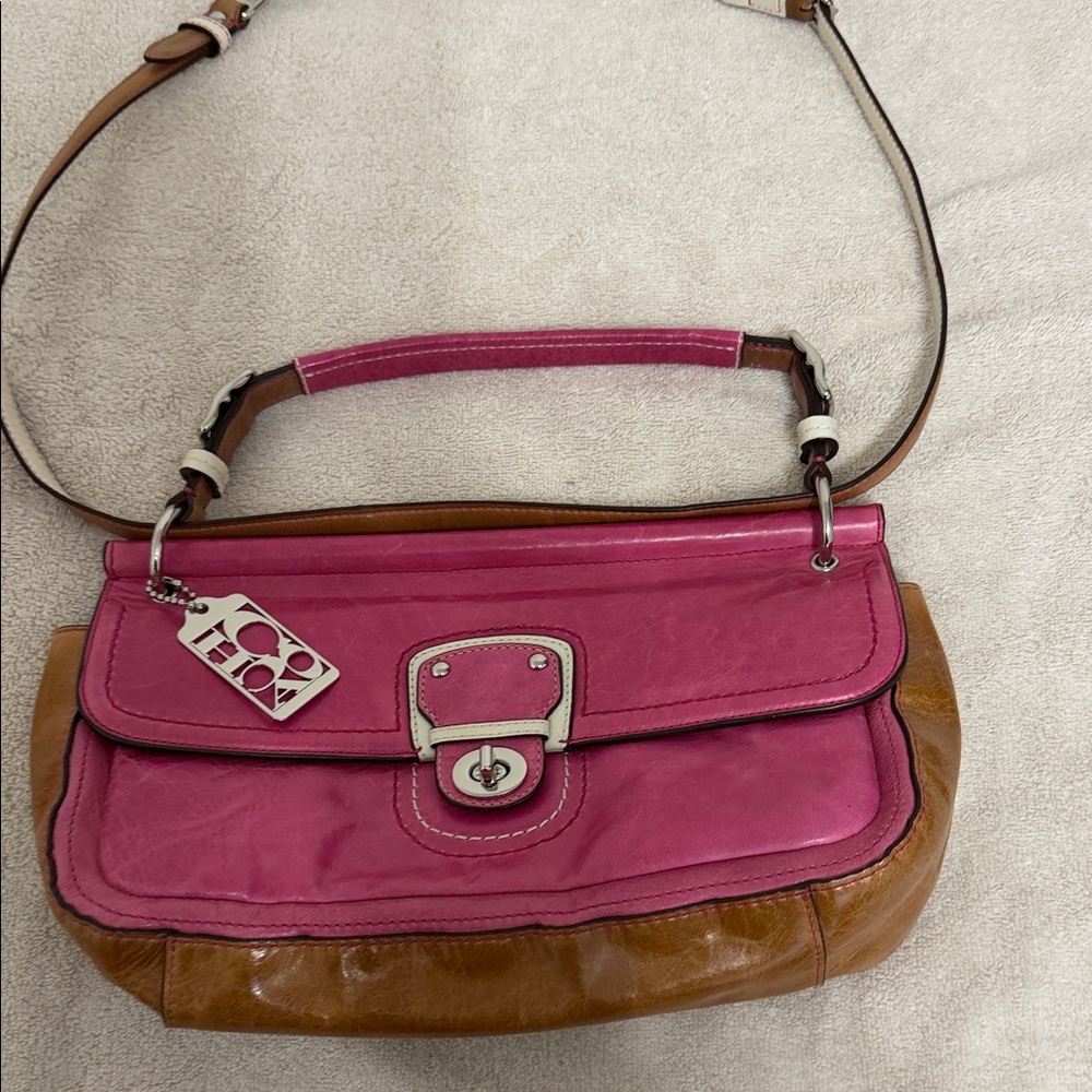 Coach Two-Tone Pink and Brown Shoulder Bag with Silver Hardware $100 or B/0 - Picture 14 of 17